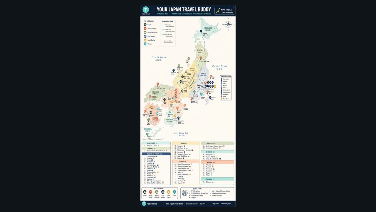 Map Index — all 47 walking maps across Japan