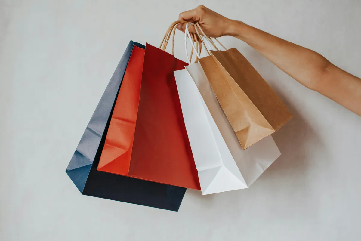 Colorful shopping bags from Japanese stores