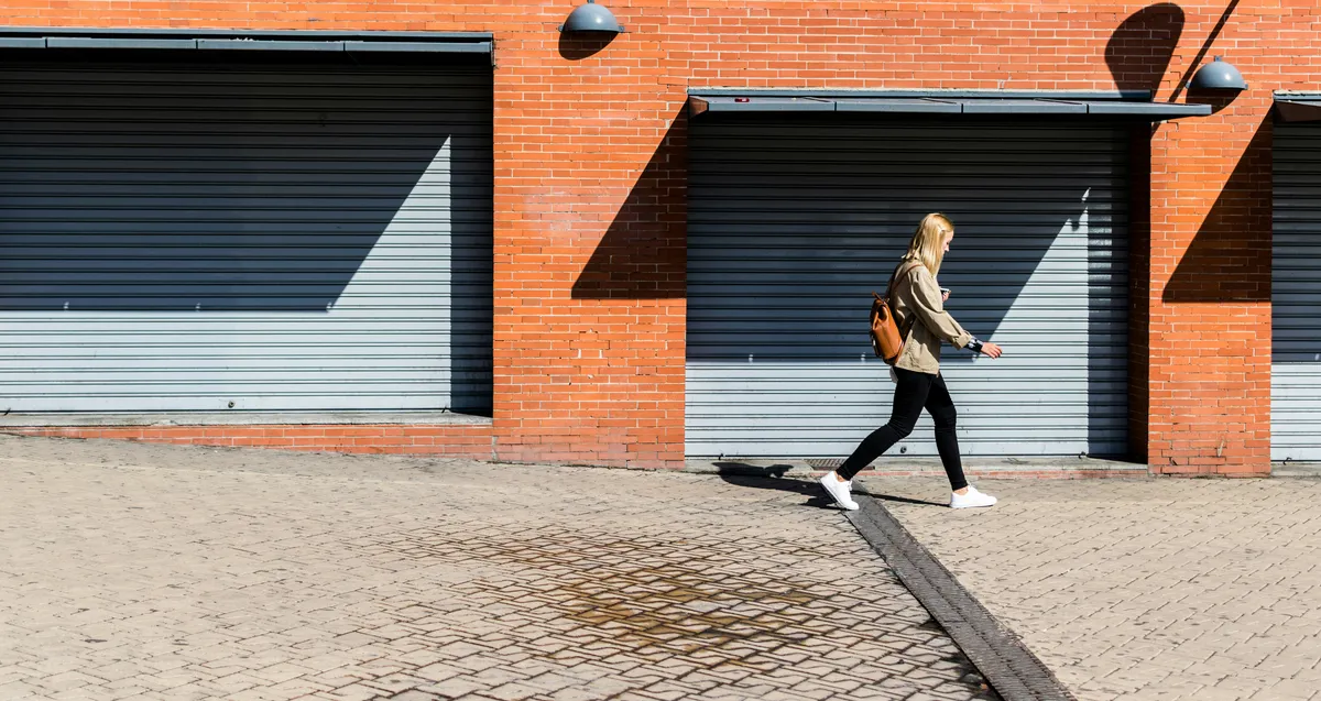 Traveler walking with backpack